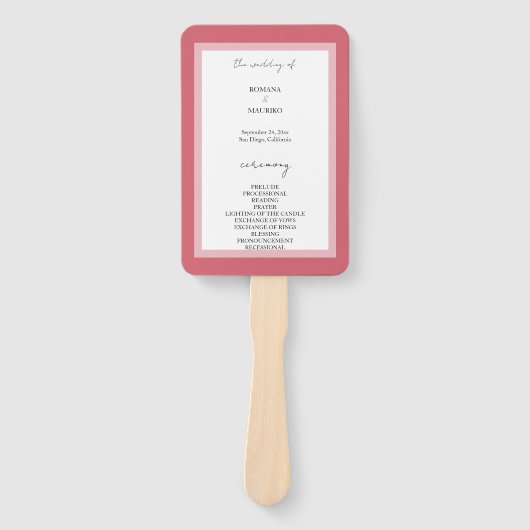 Elegante Deep Pink minimalist Handwaaier (Voorkant)