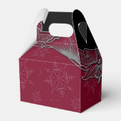 Elegante Deep Red en Black Winter Wedding Bedankdoosjes (Achterkant)