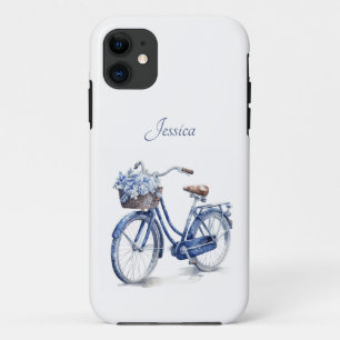Elegante Delft Blauw Bloemendecor Fiets Gepersonal Case-Mate iPhone Case