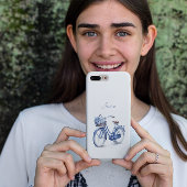 Elegante Delft Blauw Bloemendecor Fiets Gepersonal Case-Mate iPhone Case