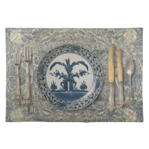 Elegante Delfts blauwe stoffen placemat