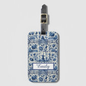 Elegante Delftse Tegels gepersonaliseerd Bagagelabel (Voorkant (verticaal))