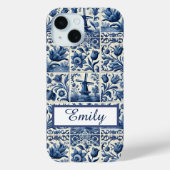 Elegante Delftse Tegels gepersonaliseerd Case-Mate iPhone Case (Achterkant)