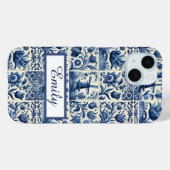 Elegante Delftse Tegels gepersonaliseerd Case-Mate iPhone Case (Achterkant (horizontaal))