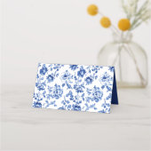 Elegante delftware Floral stijl Grens Naam Plaatskaartje (Achterkant)