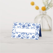 Elegante delftware Floral stijl Grens Naam Plaatskaartje (Voorkant)