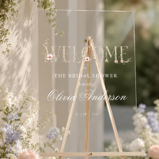 Elegante delicate bloem lente bruidsdouche acryl bord