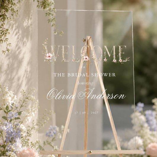 Elegante delicate bloem lente bruidsdouche acryl bord