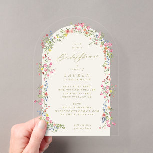 Elegante delicate bloemboog lente bruiloftsdouche acryl uitnodigingen