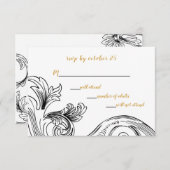 Elegante Delicate Bloemige Trouw  RSVP Kaartje (Voorkant / Achterkant)