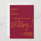 Elegante delicate Bourgondië en gouden moderne bru Kaart (Voorkant)