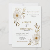 Elegante Delicate Floral White Rose Wedding Kaart (Voorkant)