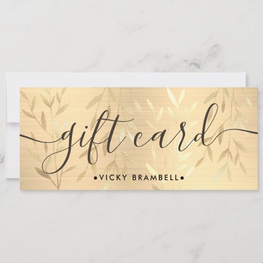 Elegante Delicate Gouden Bladeren Cadeaubon (Voorkant)