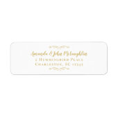 Elegante Delicate Gouden Calligraphy Retouradres Etiket (Voorkant)