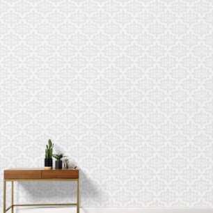 Elegante  Delicate Grijs Wit Damast Behang