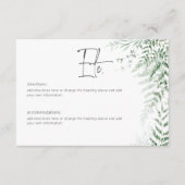Elegante delicate groen varens bruiloft details informatiekaartje (Voorkant)