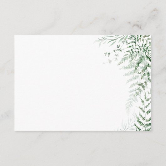 Elegante delicate groen varens bruiloft details informatiekaartje (Achterkant)