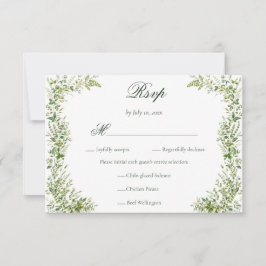 Elegante Delicate Groene Botanische Trouwmaaltijd RSVP Kaartje