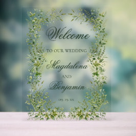 Elegante Delicate Groene Botanische Tuin Bruiloft Acryl Bord