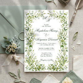Elegante Delicate Groene Botanische Tuin Bruiloft Kaart