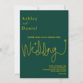 Elegante delicate groene en gouden moderne bruilof kaart (Voorkant)