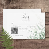 Elegante Delicate Groene Varens QR Code RSVP Kaartje