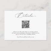 Elegante delicate kalligrafie QR bruiloft details Informatiekaartje (Voorkant)