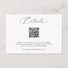 Elegante delicate kalligrafie QR bruiloft details Informatiekaartje