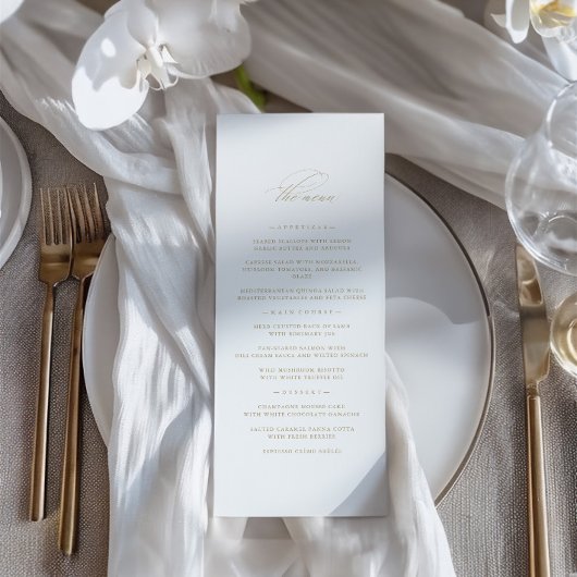 Elegante delicate minimalistische witte bruiloft m menu
