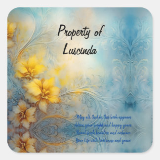 Elegante delicate naamplaat / boekenplaat vierkante sticker