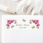 Elegante Delicate Paarse Orchideeën Boheemse Botan Etiket (Insitu)