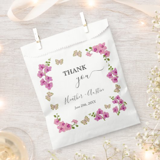 Elegante Delicate Paarse Orchideeën Boheemse Gift Bedankzakje (Geknipt)