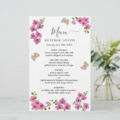 Elegante delicate Paarse orchideeën bruiloft menu (Staand voorkant)