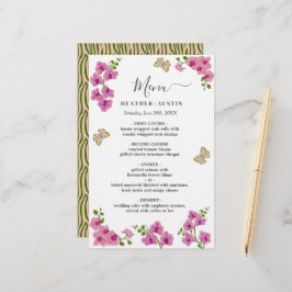 Elegante delicate Paarse orchideeën bruiloft menu