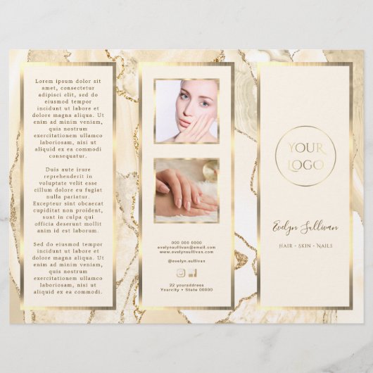 Elegante delicate perzik gouden agaat brochure (Voorkant)
