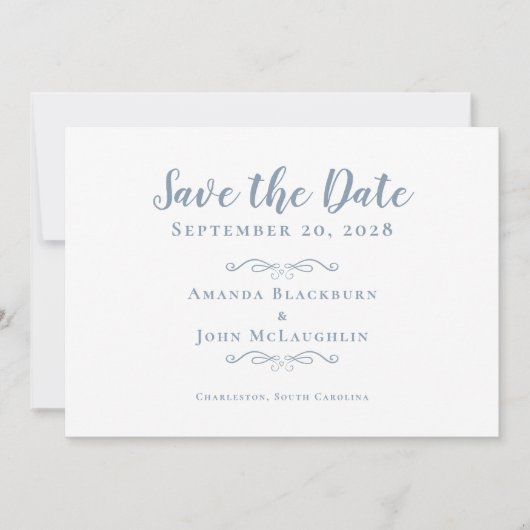 Elegante Delicate Romantische Calligrafie Stof Bla Save The Date (Voorkant)