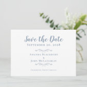 Elegante Delicate Romantische Calligrafie Stof Bla Save The Date (Staand voorkant)