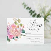 Elegante delicate roze boeket bruiloft RSVP Kaartje (Staand voorkant)