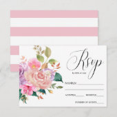 Elegante delicate roze boeket bruiloft RSVP Kaartje (Voorkant / Achterkant)