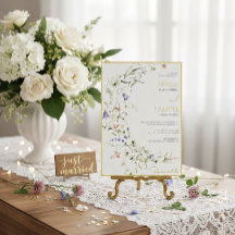 Elegante Delicate Waterverf Wilde Bloem Bruiloft