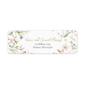 Elegante delicate Waterverf Wildflower bruiloft Etiket (Voorkant)