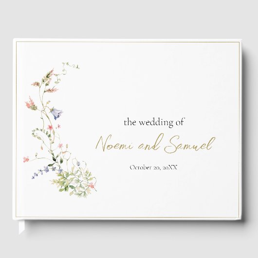 Elegante delicate Waterverf Wildflower bruiloft Gastenboek (Voorkant)