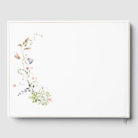 Elegante delicate Waterverf Wildflower bruiloft Gastenboek (Achterkant)