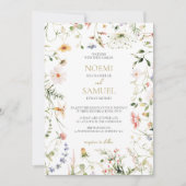 Elegante delicate Waterverf Wildflower bruiloft Kaart (Voorkant)