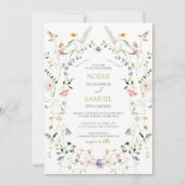 Elegante delicate Waterverf Wildflower bruiloft Kaart (Voorkant)