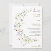 Elegante delicate Waterverf Wildflower bruiloft Kaart (Voorkant)