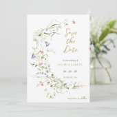 Elegante delicate Waterverf Wildflower bruiloft Save The Date (Staand voorkant)