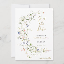 Elegante delicate Waterverf Wildflower bruiloft Save The Date
