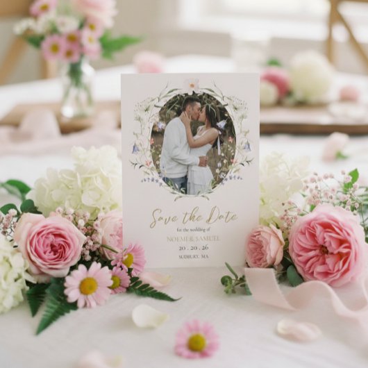 Elegante delicate Waterverf Wildflower bruiloft Save The Date