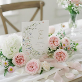 Elegante delicate Waterverf Wildflower bruiloft Save The Date